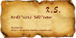 Kránitz Sándor névjegykártya